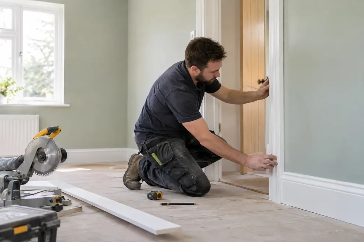 Carpenter fitting skirting and architraves