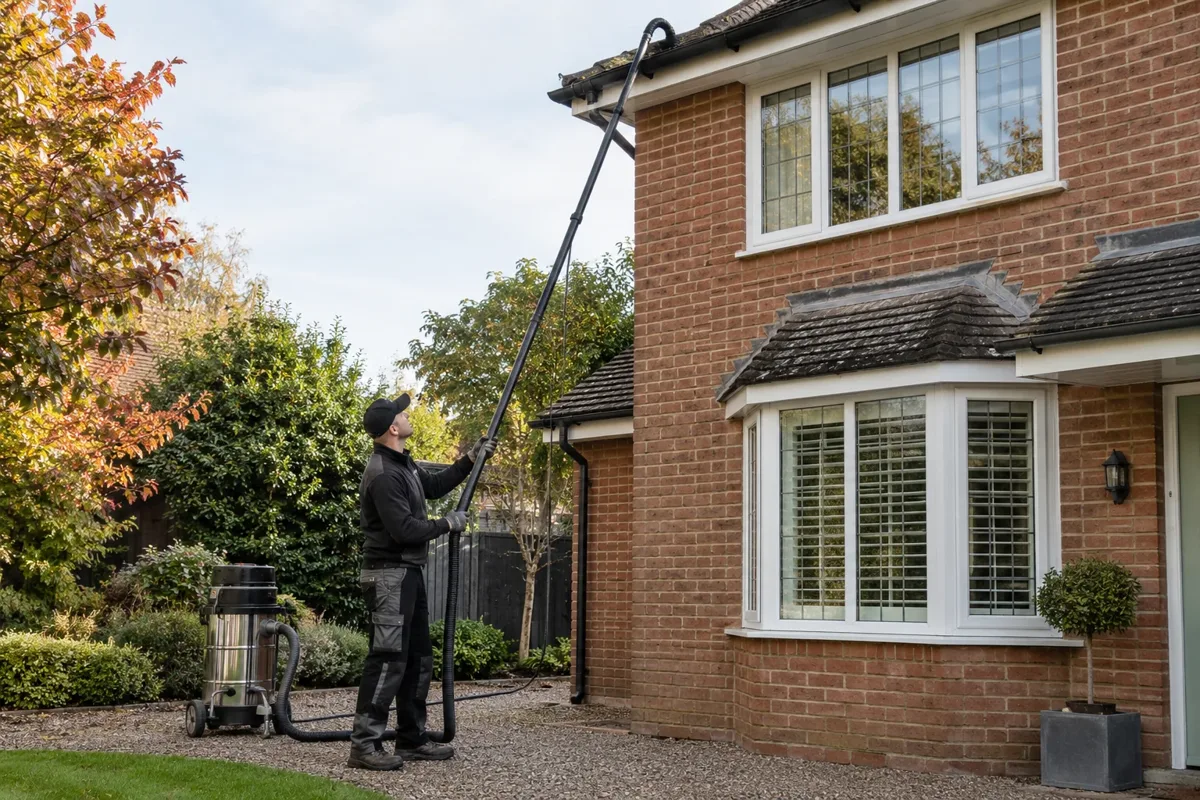 Gutter vacuum cleaning work
